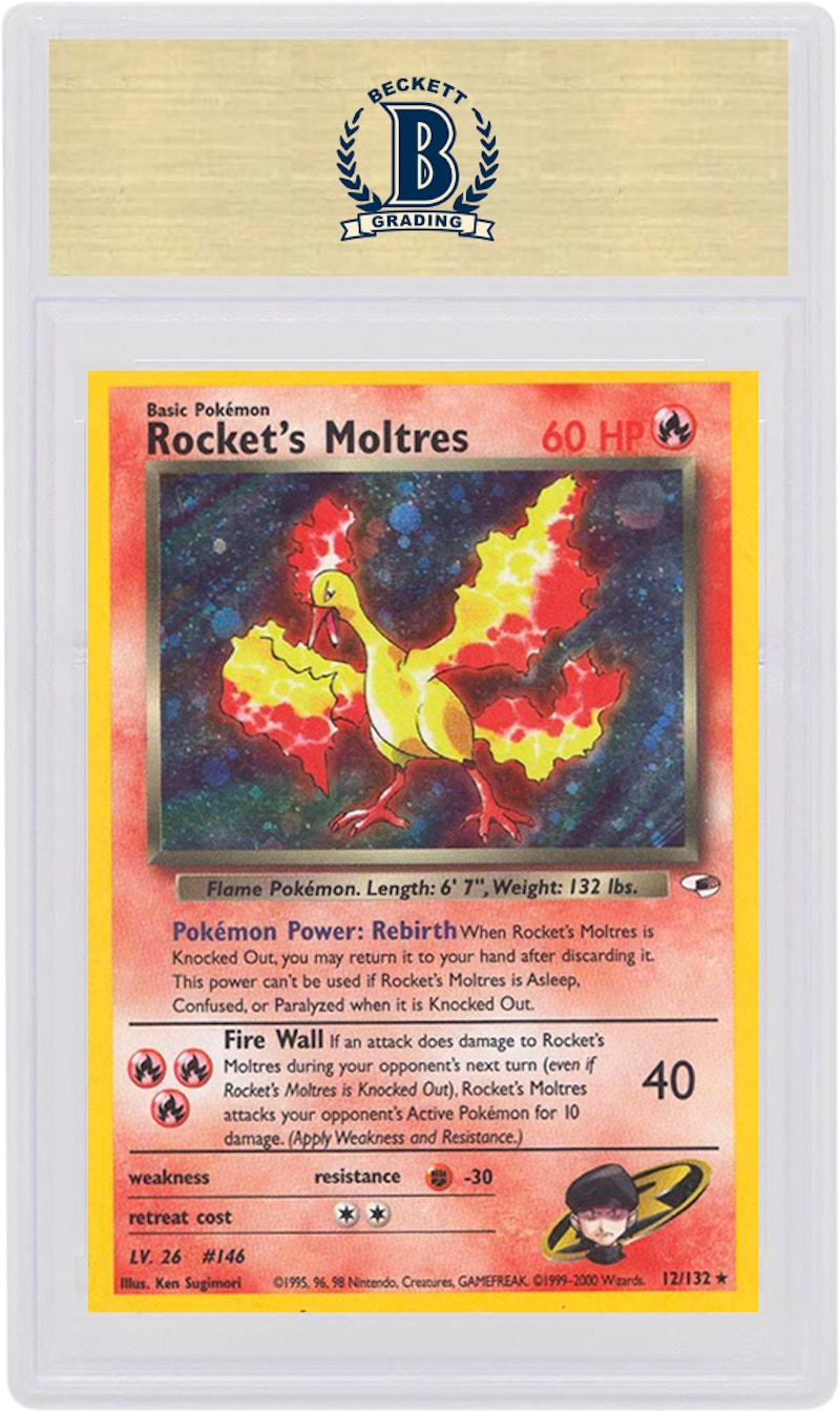 Rocket's Moltres-Holo 2000 Pokemon TCG Gym Heroes #12/132 (PSA or BGS Graded)