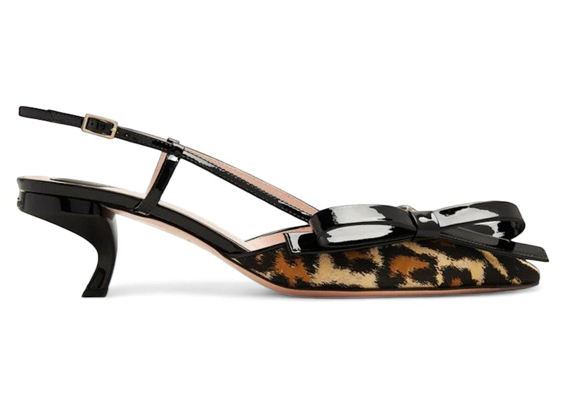 Roger Vivier Virgule Bow Piping Slingback Pumps Leopard (Women's)