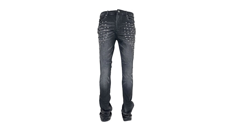 RtA Olivier Stacked Graphite Fade Cross Jean Black