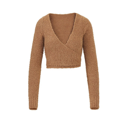 SKIMS Cozy Knit Wrap Top Camel