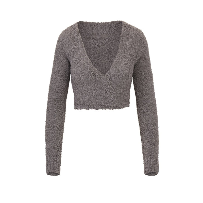 SKIMS Cozy Knit Wrap Top Smoke
