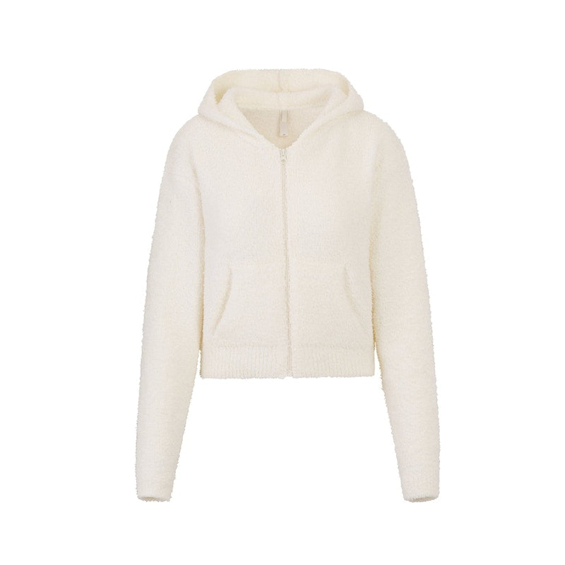 SKIMS Cozy Knit Zip Up Hoodie Bone