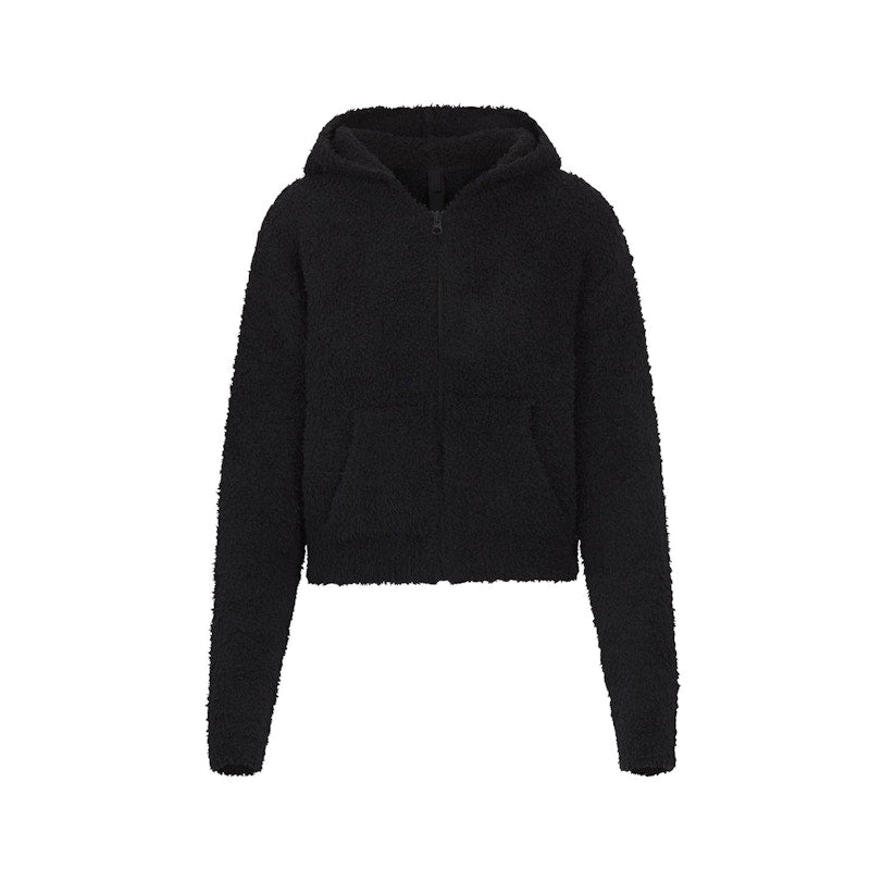 SKIMS Cozy Knit Zip Up Hoodie Onyx