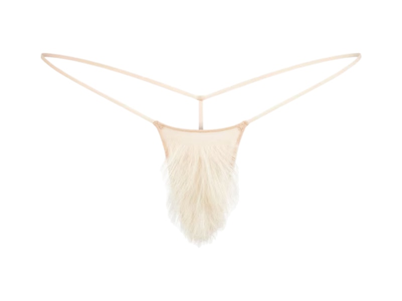 SKIMS Faux Hair Micro String Thong Clay Blonde Straight