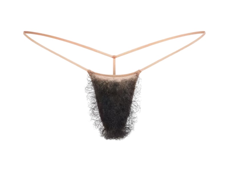 SKIMS Faux Hair Micro String Thong Sienna Black Curly
