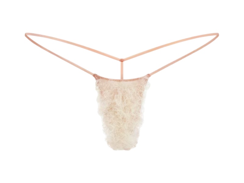 SKIMS Faux Hair Micro String Thong Sienna Blonde Curly