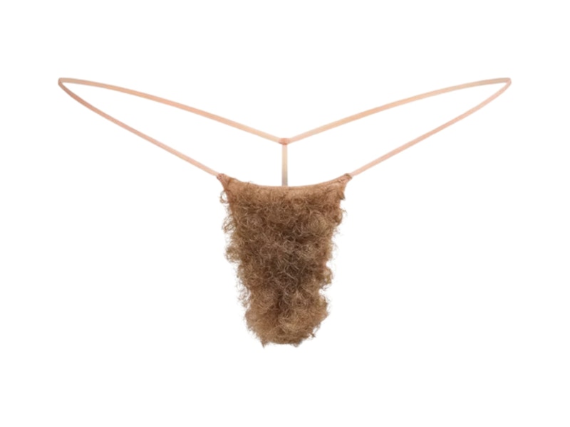 SKIMS Faux Hair Micro String Thong Sienna Brown Curly