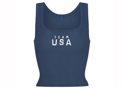 SKIMS For Team USA Cottom Rib Olympic Tank Navy