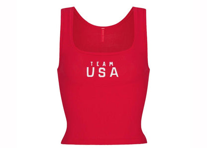 SKIMS For Team USA Cottom Rib Olympic Tank Red