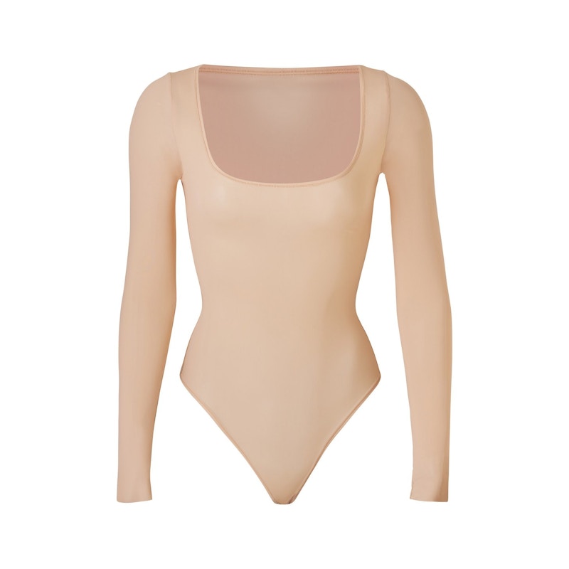 SKIMS Jelly Sheer Long Sleeve Bodysuit Clay