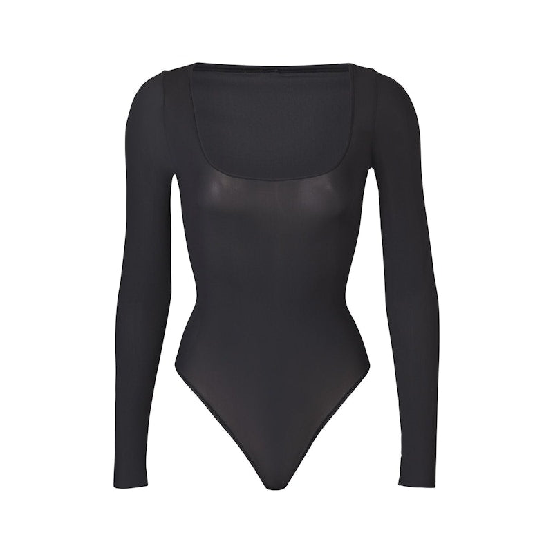 SKIMS Jelly Sheer Long Sleeve Bodysuit Onyx