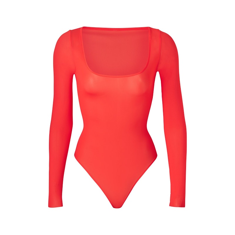 SKIMS Jelly Sheer Long Sleeve Bodysuit Poppy