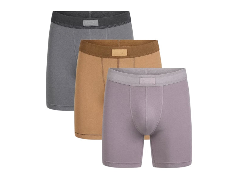 SKIMS Men's 5" Cotton Boxer Brief (3 Pack) Russet Multicolor