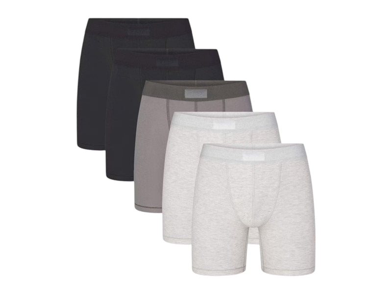 SKIMS Men's 5" Cotton Boxer Brief (5 Pack) Heather Multicolor