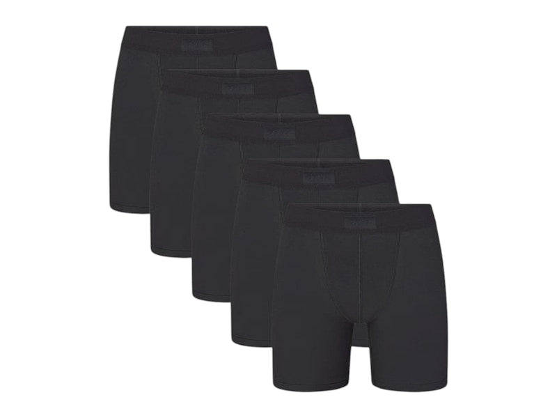 SKIMS Men's 5" Cotton Boxer Brief (5 Pack) Onyx