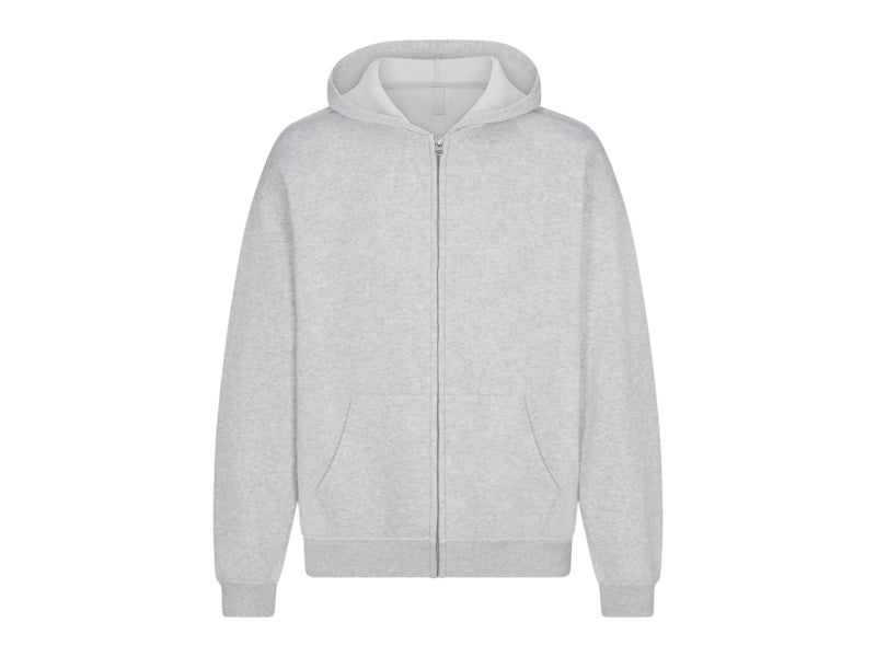 SKIMS Men's Relaxed Zip Up Hoodie Light Heather Grey