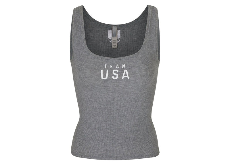 SKIMS Olympic Capsule Rib Scoop Tank Heather Grey