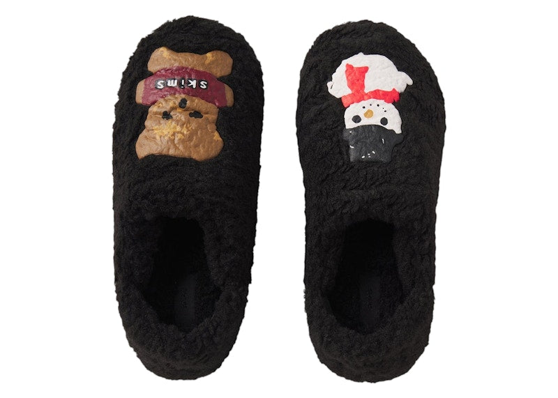SKIMS Sherpa Slipper Cactus Plant Flea Market Onyx Gingerbread Snowman Print (Women's)