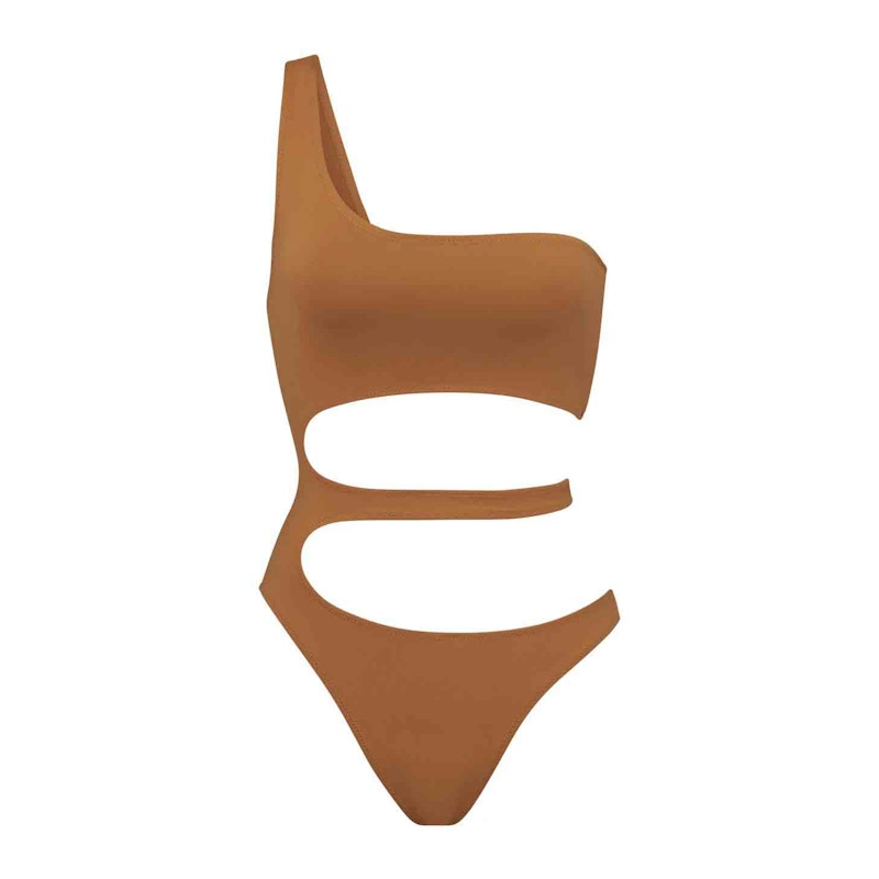 SKIMS Swim One Shoulder Monokini Almond