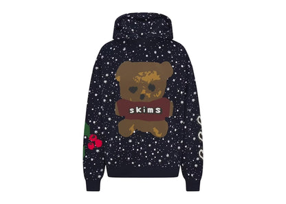 SKIMS x Cactus Plant Flea Market Cotton Fleece Oversized Hoodie Navy Dove Snow Print