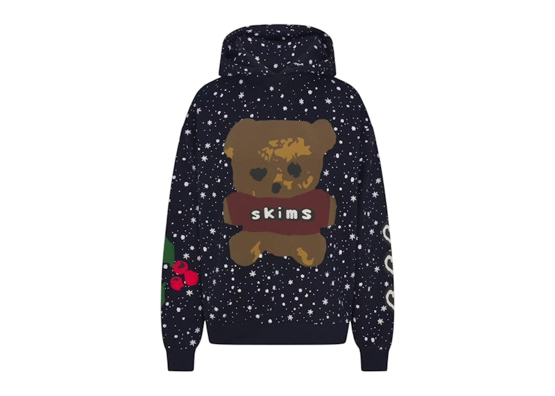 SKIMS x Cactus Plant Flea Market Cotton Fleece Oversized Hoodie Navy Dove Snow Print