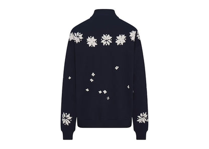 SKIMS x Cactus Plant Flea Market Cotton Fleece Oversized Quarter Zip Top Navy Ski Club Print