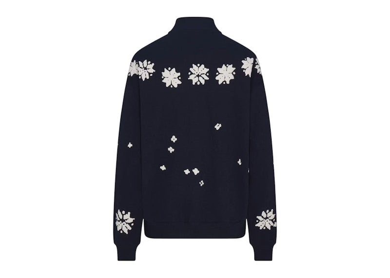 SKIMS x Cactus Plant Flea Market Cotton Fleece Oversized Quarter Zip Top Navy Ski Club Print