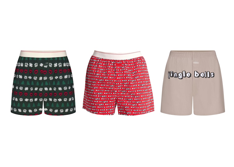 SKIMS x Cactus Plant Flea Market Cotton Poplin Jingle Bell Boxer (3 Pack) Multicolor