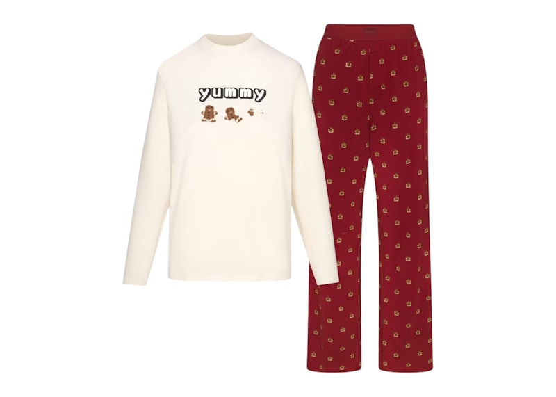 SKIMS x Cactus Plant Flea Market Women's Boyfriend Long Sleeve Set Marble Gingerbread Print