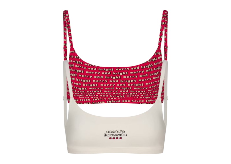 SKIMS x Cactus Plant Flea Market Women's Cotton Jersey Scoop Bralette (2-Pack) Marble/Red Multi
