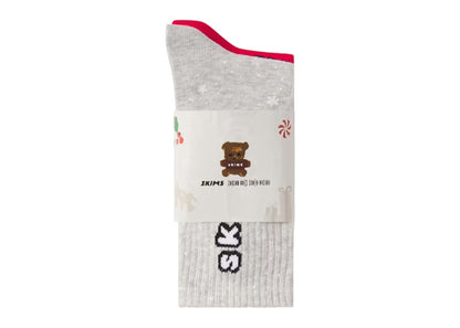 SKIMS x Cactus Plant Flea Market Women's Ribbed Crew Sock (2-Pack) Light Heather Grey/Red