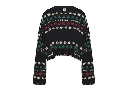 SKIMS x Cactus Plant Flea Market Women's Sleep Cropped Long Sleeve And Pant Set Onyx Pine Fair Isle
