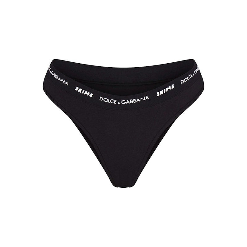SKIMS x Dolce&Gabbana Cotton Jersey Cheeky Tanga Onyx