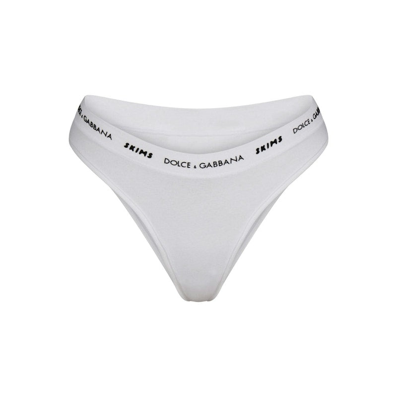 SKIMS x Dolce&Gabbana Cotton Jersey Cheeky Tanga Snow