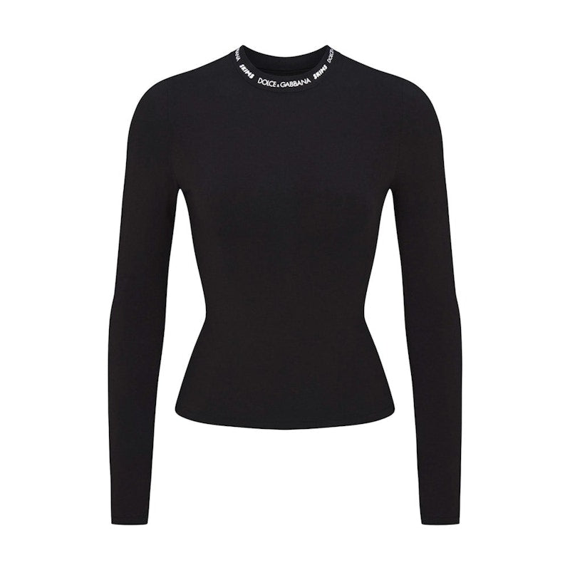 SKIMS x Dolce&Gabbana Cotton Jersey Long Sleeve T-Shirt Onyx
