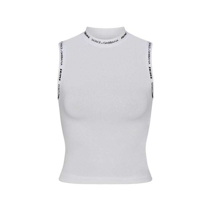 SKIMS x Dolce&Gabbana Cotton Jersey Mock Neck Tank Snow