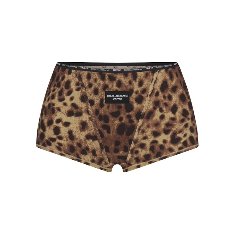 SKIMS x Dolce&Gabbana Cotton Rib Boy Short Leopard