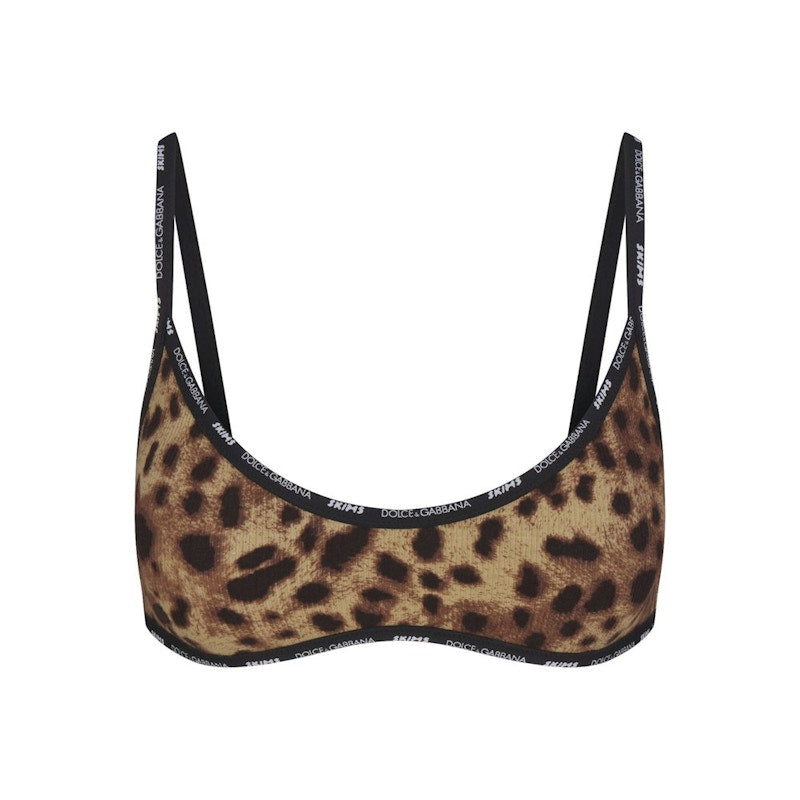 SKIMS x Dolce&Gabbana Cotton Rib Scoop Bralette Leopard