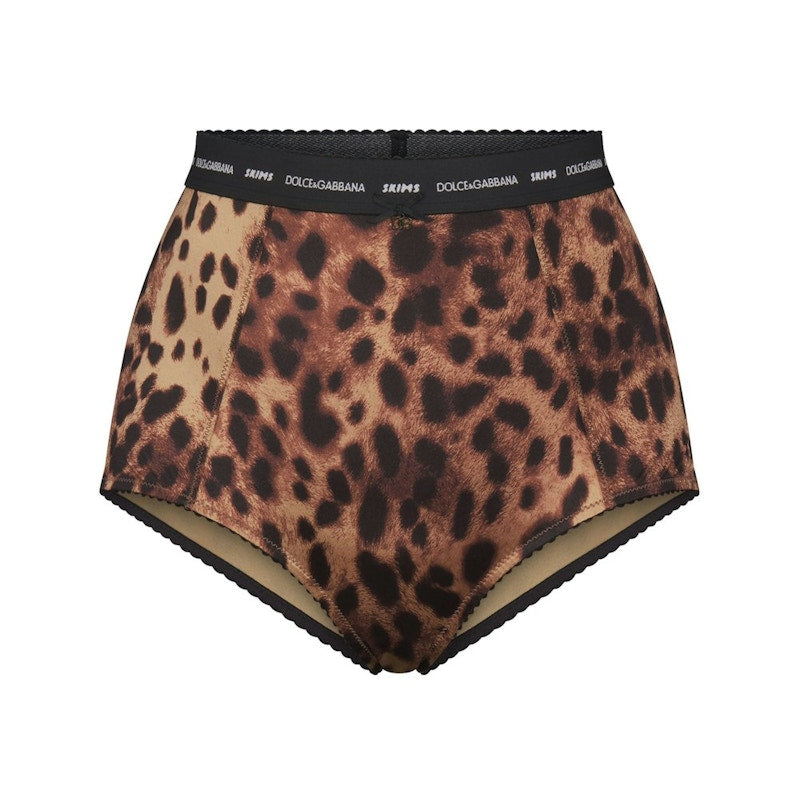 SKIMS x Dolce&Gabbana Stretch Satin High-Waisted Brief Leopard