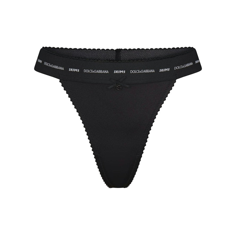 SKIMS x Dolce&Gabbana Stretch Satin Thong Onyx