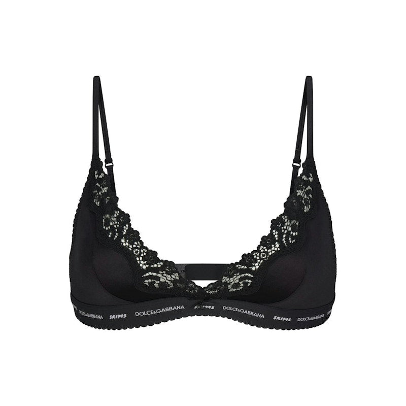 SKIMS x Dolce&Gabbana Stretch Satin Triangle Bralette Onyx
