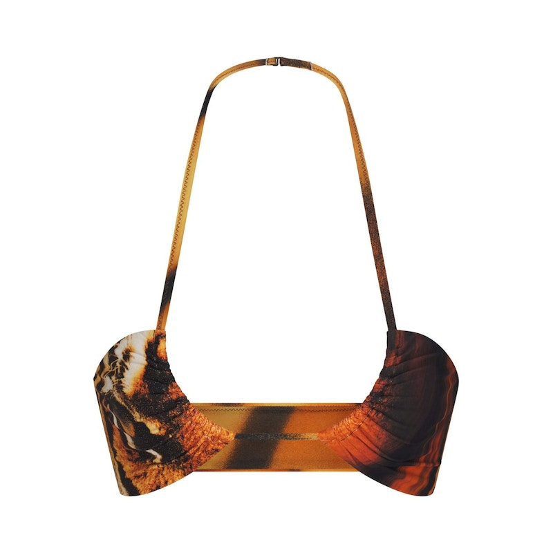 SKIMS x Roberto Cavalli Halter Bikini Top Tiger Face Print