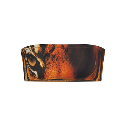 SKIMS x Roberto Cavalli Micro Bandeau Bikini Top Tiger Face Print