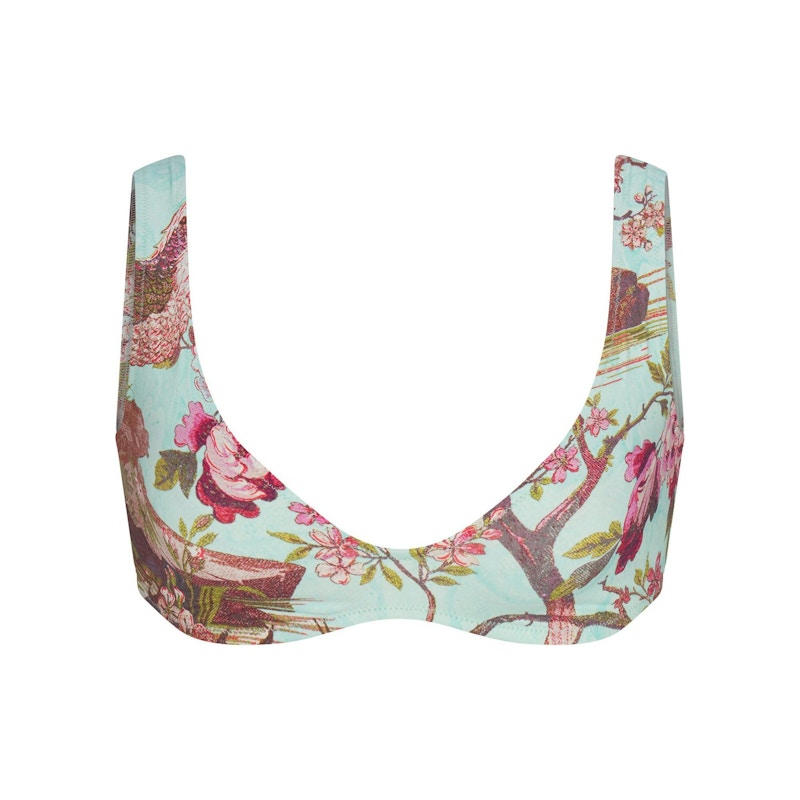 SKIMS x Roberto Cavalli Plunge Bikini Top Fagianella Print
