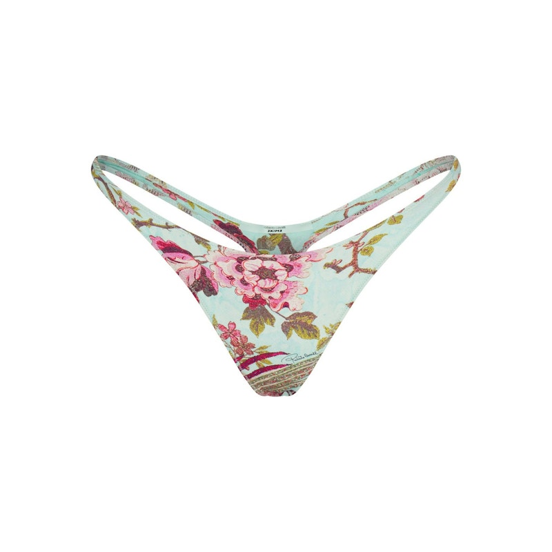 SKIMS x Roberto Cavalli Thong Bikini Bottom Fagianella Print