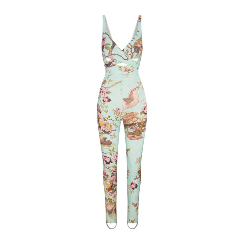 SKIMS x Roberto Cavalli Wrap Catsuit Fagianella Print