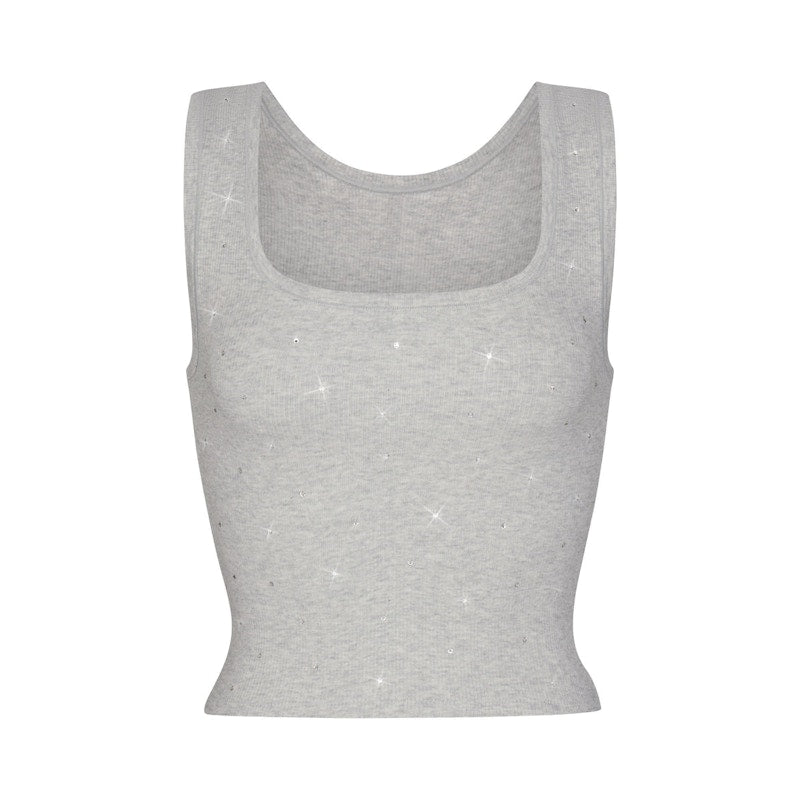 SKIMS x Swarovski Cotton Rib Tank Light Heather Grey