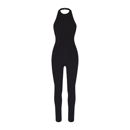 SKIMS x Swarovski Jelly Sheer Halter Catsuit Onyx