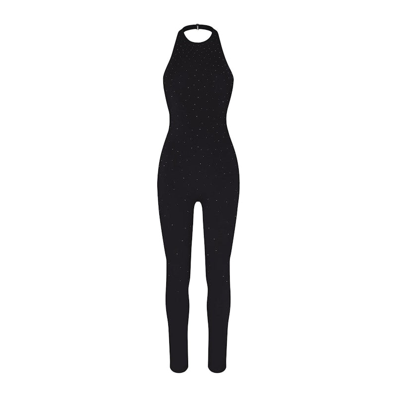 SKIMS x Swarovski Jelly Sheer Halter Catsuit Onyx