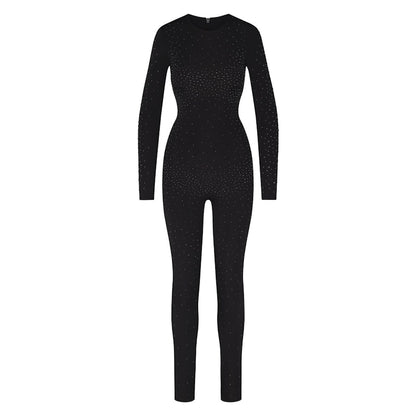 SKIMS x Swarovski Jelly Sheer Long Sleeve Catsuit Onyx